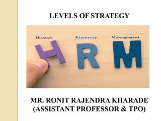 MR. RONIT RAJENDRA KHARADE
(ASSISTANT PROFESSOR & TPO)
LEVELS OF STRATEGY
 