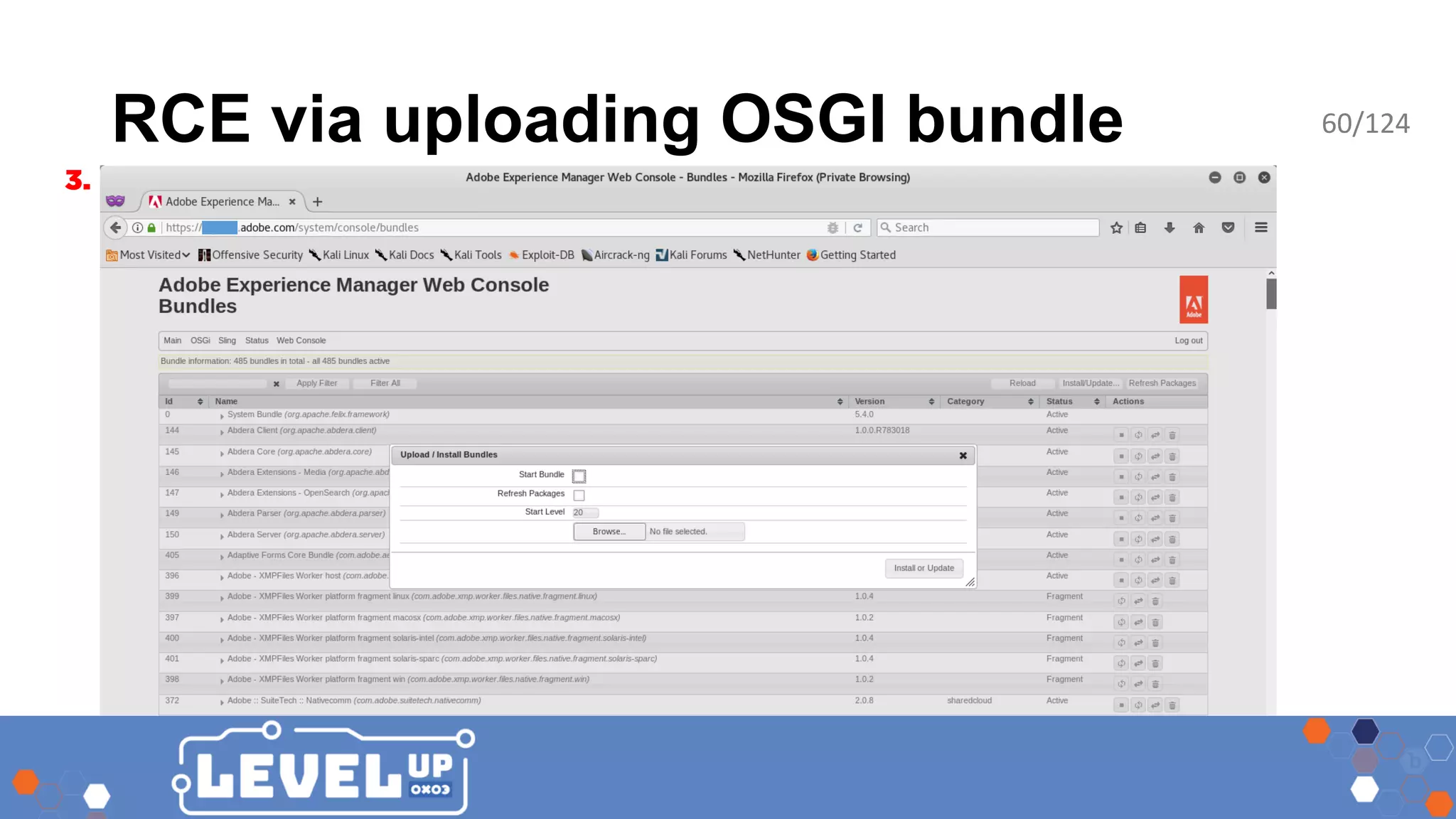 RCE via uploading OSGI bundle 60/124 
