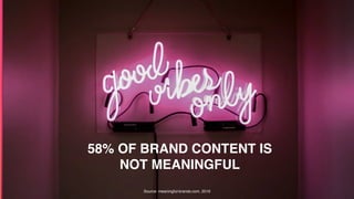 58% OF BRAND CONTENT IS
NOT MEANINGFUL
Source: meaningful-brands.com, 2019
 