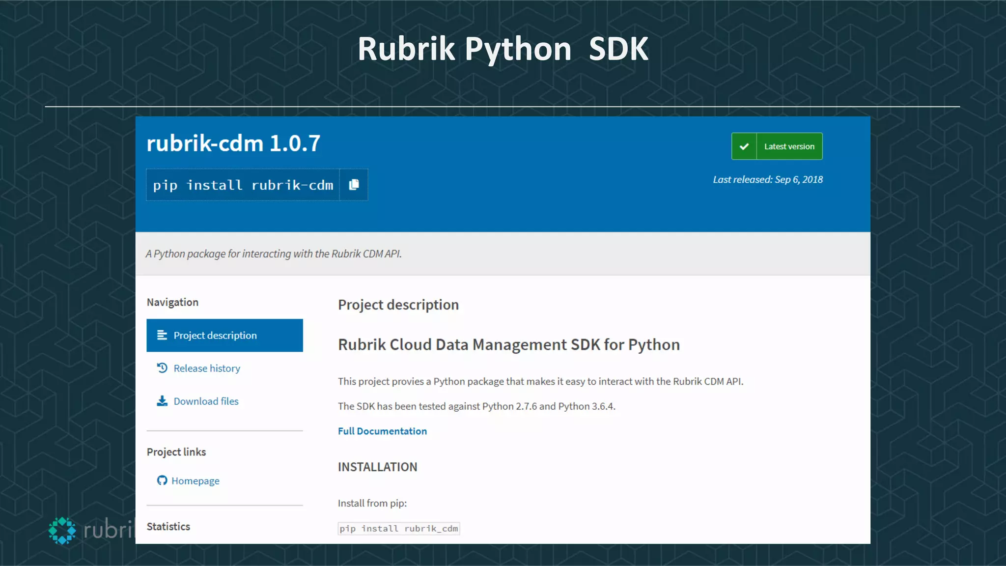Rubrik Python SDK
 