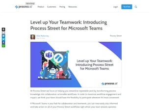Level up Your Teamwork: Introducing Process Street for Microsoft Teams 