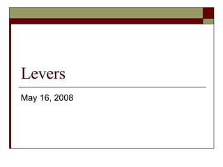 Levers May 16, 2008 