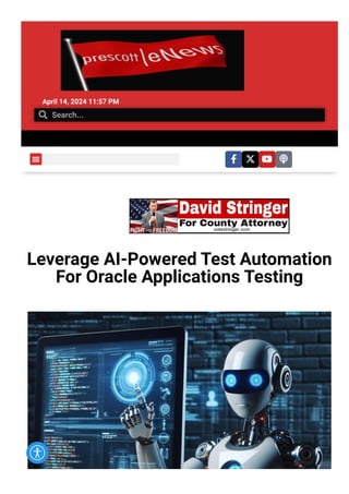 April 14, 2024 11:57 PM
 Search...
    
Leverage AI-Powered Test Automation
For Oracle Applications Testing
 