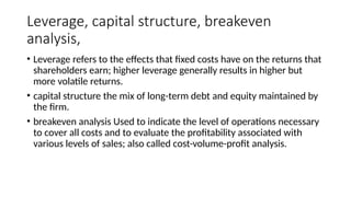 Leverage and capital structure in company | PPTX