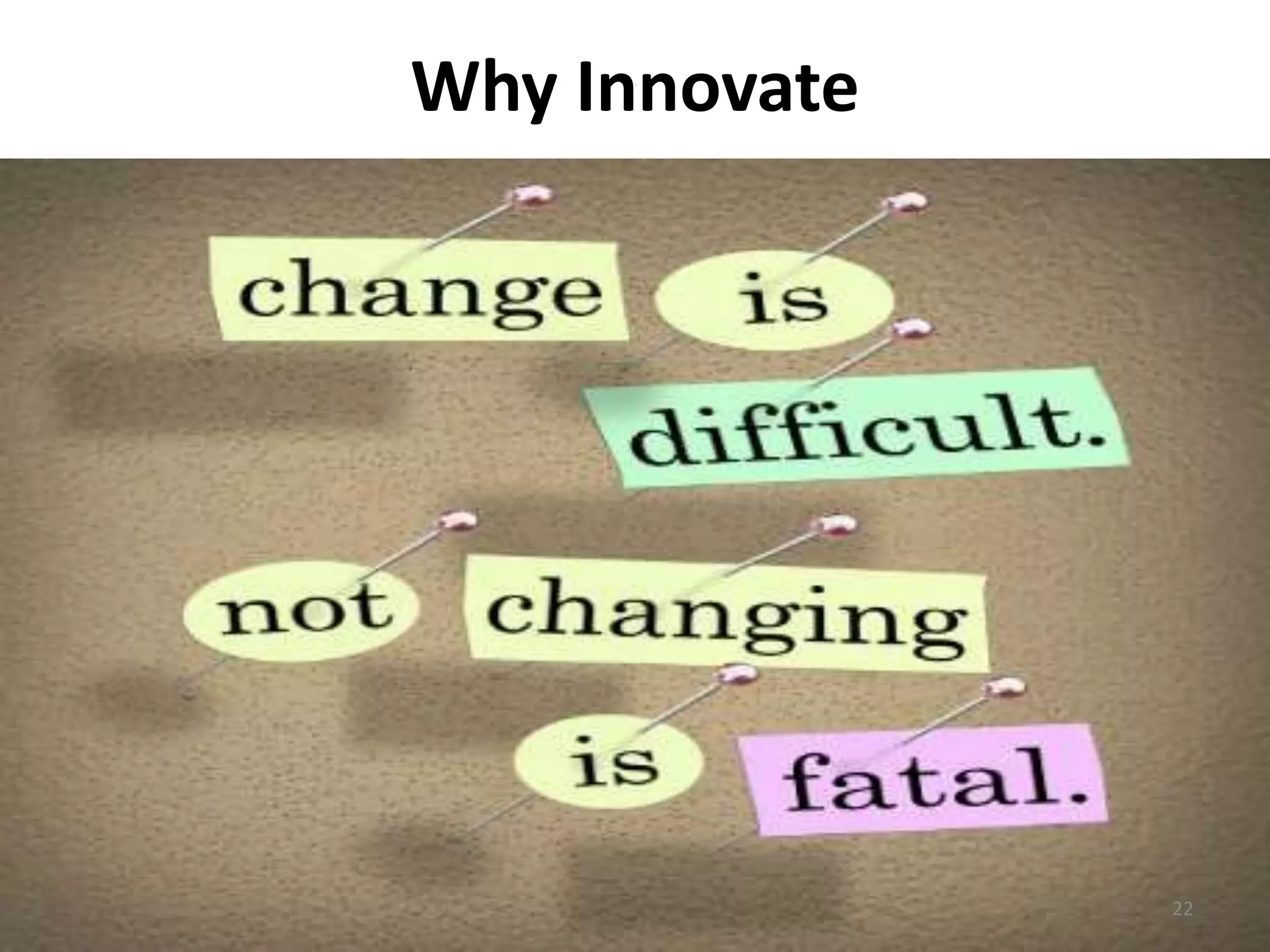 Why Innovate 
22 
 