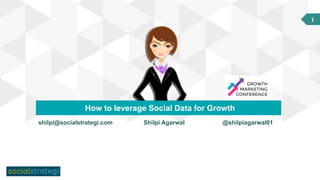 1	
How to leverage Social Data for Growth
Shilpi Agarwalshilpi@socialstrategi.com @shilpiagarwal01
 
