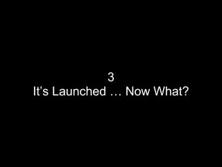 3 It’s Launched … Now What? 