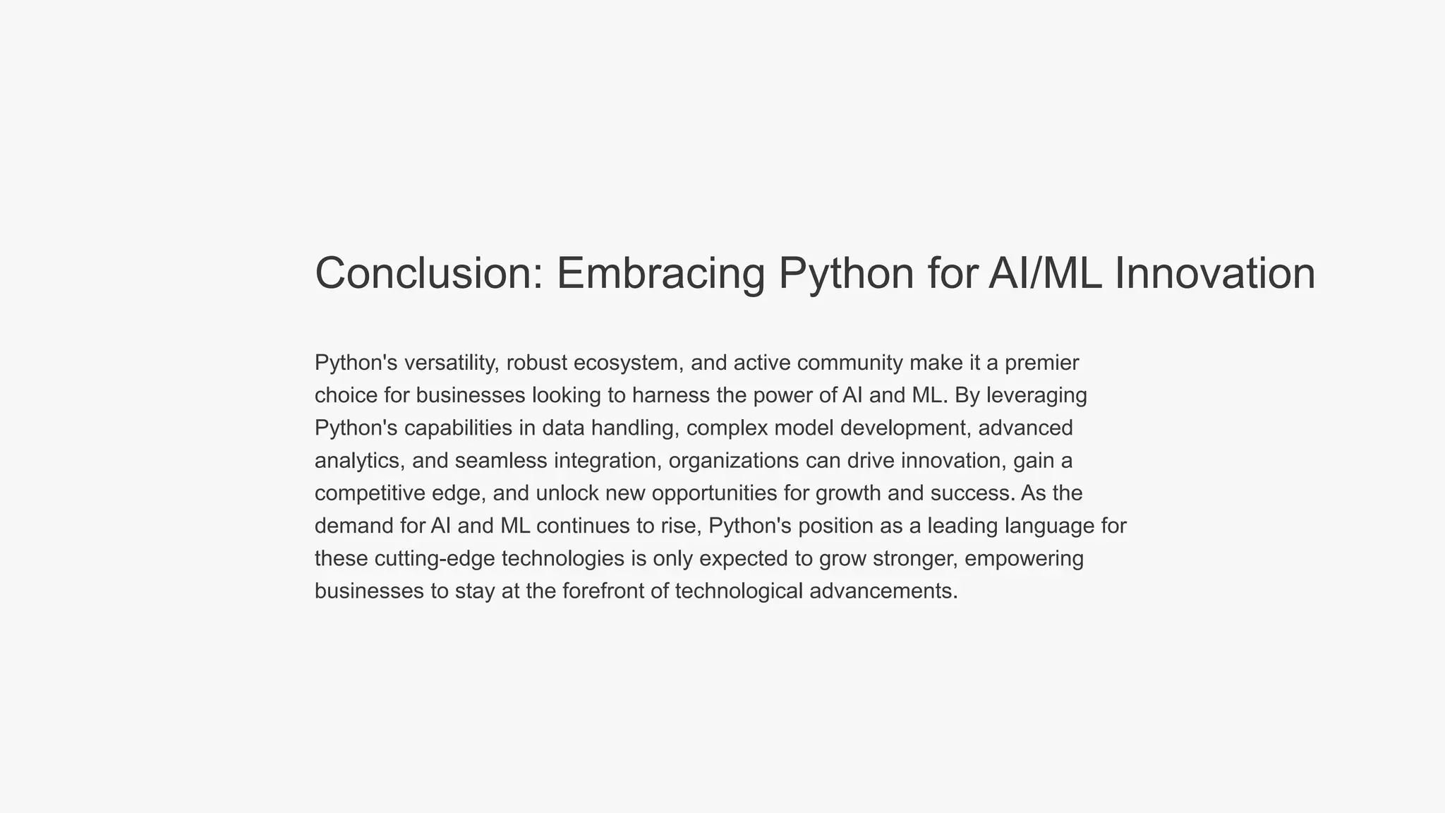 Leveraging Python for Cutting Edge AI and Machine Learning | PPT