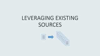 LEVERAGING EXISTING
SOURCES
 