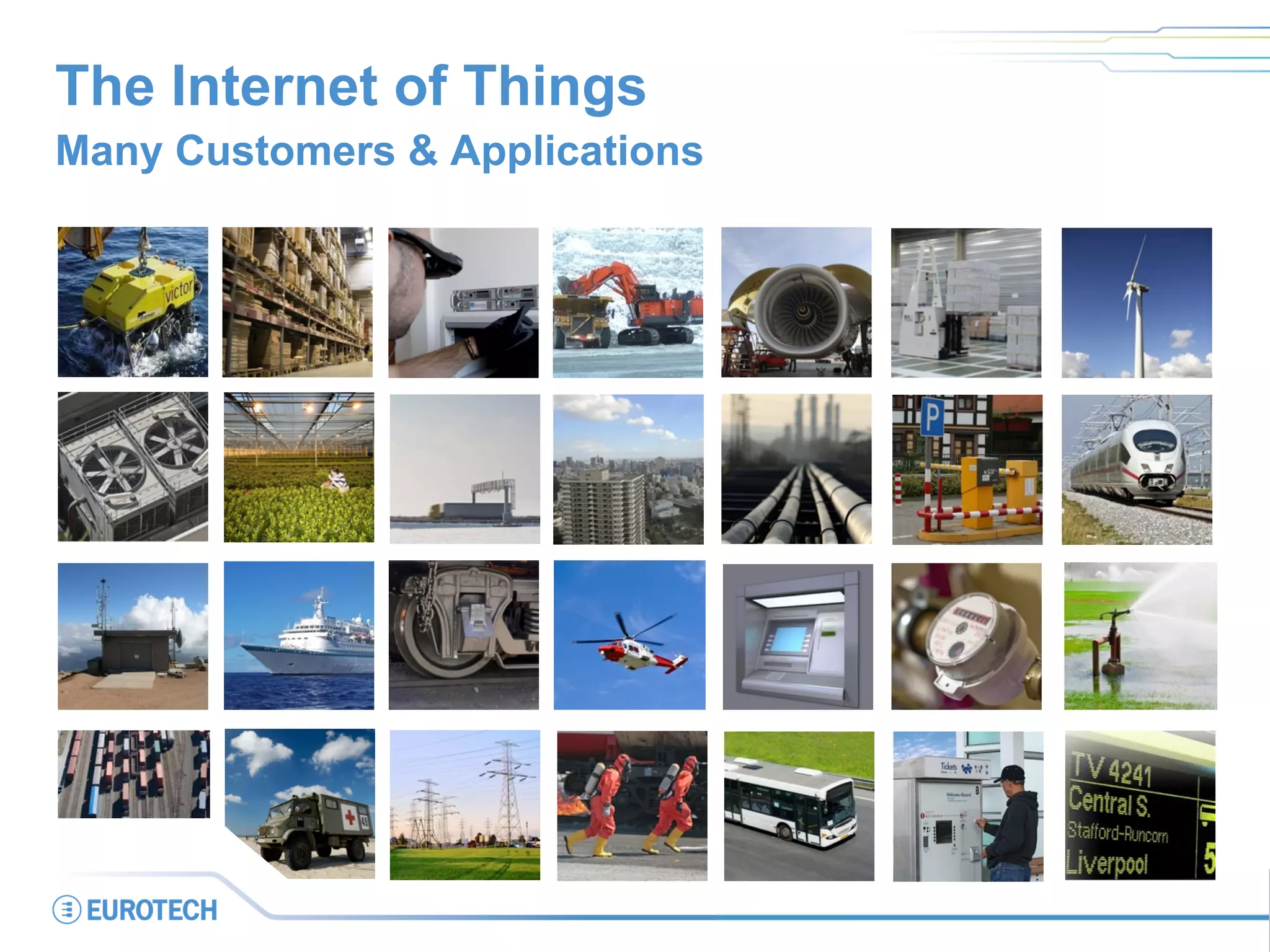 The Internet of Things
Many Customers & Applications
 