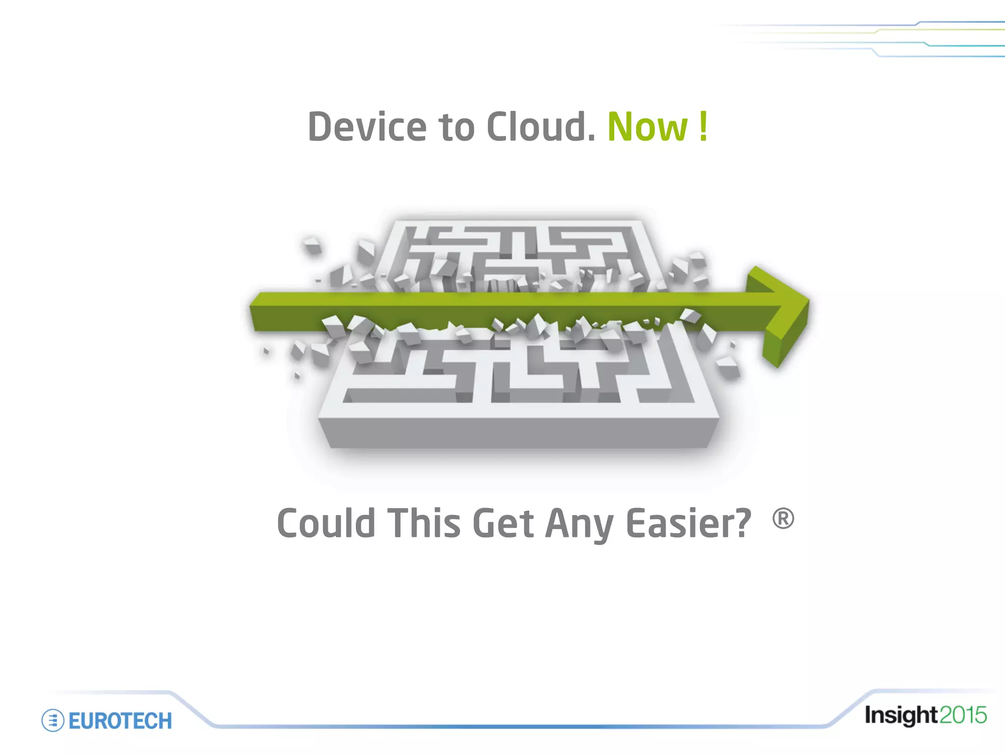 Device to Cloud. Now !
Could This Get Any Easier? ®
 
