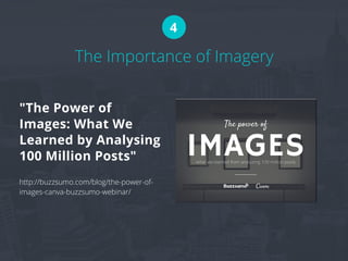 The Importance of Imagery
4
"The Power of
Images: What We
Learned by Analysing
100 Million Posts"
http://buzzsumo.com/blog...