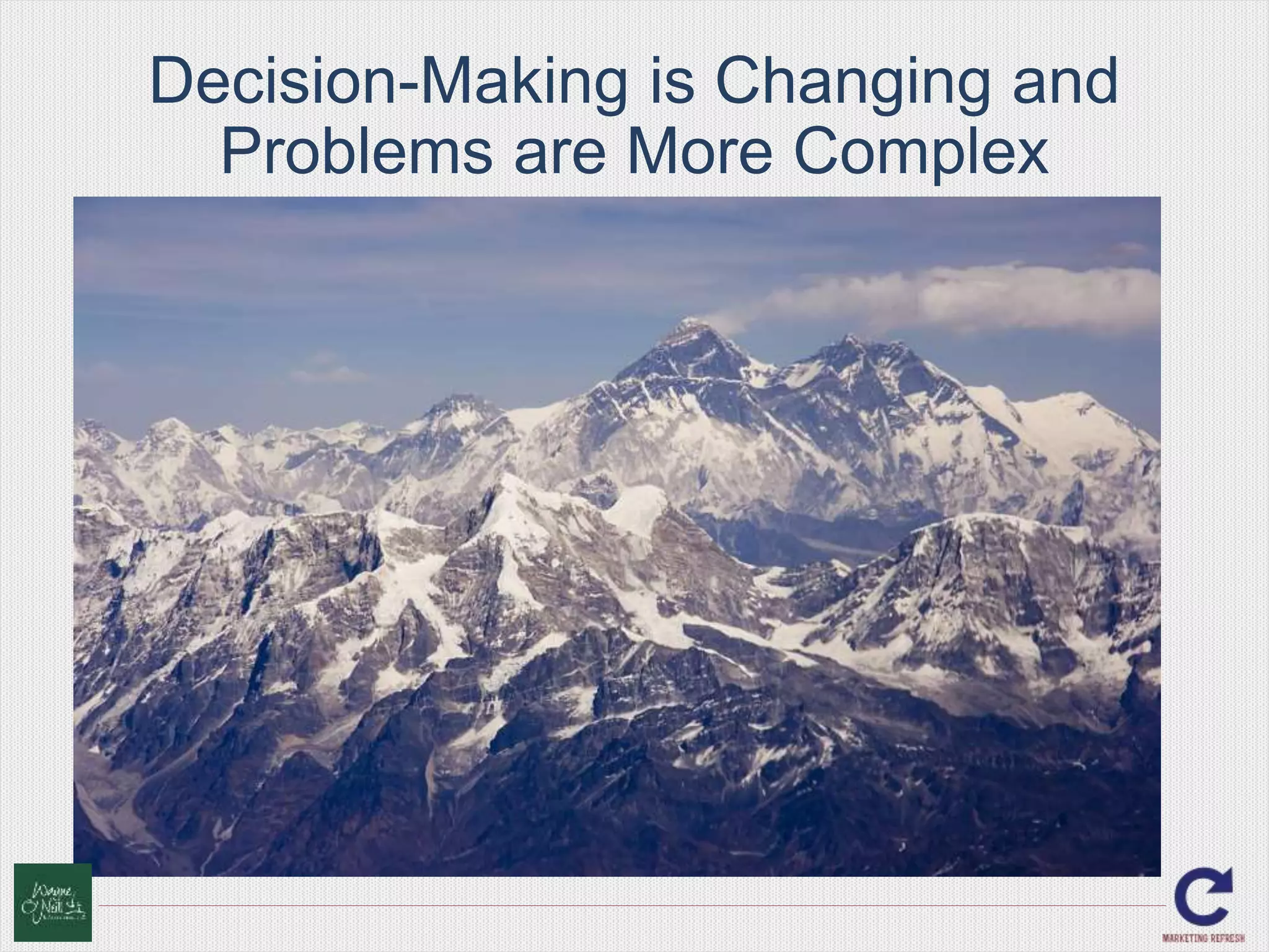 Decision-Making is Changing and 
Problems are More Complex 
 