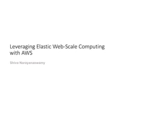 Leveraging	Elastic	Web-Scale	Computing	
with	AWS
Shiva Narayanaswamy
 