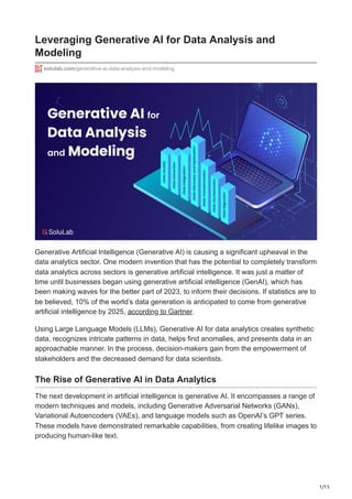 Leveraging Generative AI for Data Analysis and Modeling | PDF