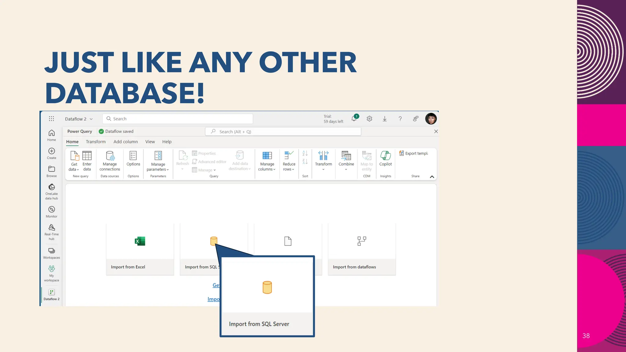JUST LIKE ANY OTHER
DATABASE!
38
 