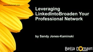 Leveraging
LinkedIntoBroaden Your
Professional Network
by Sandy Jones-Kaminski
www.belladomain.com
 