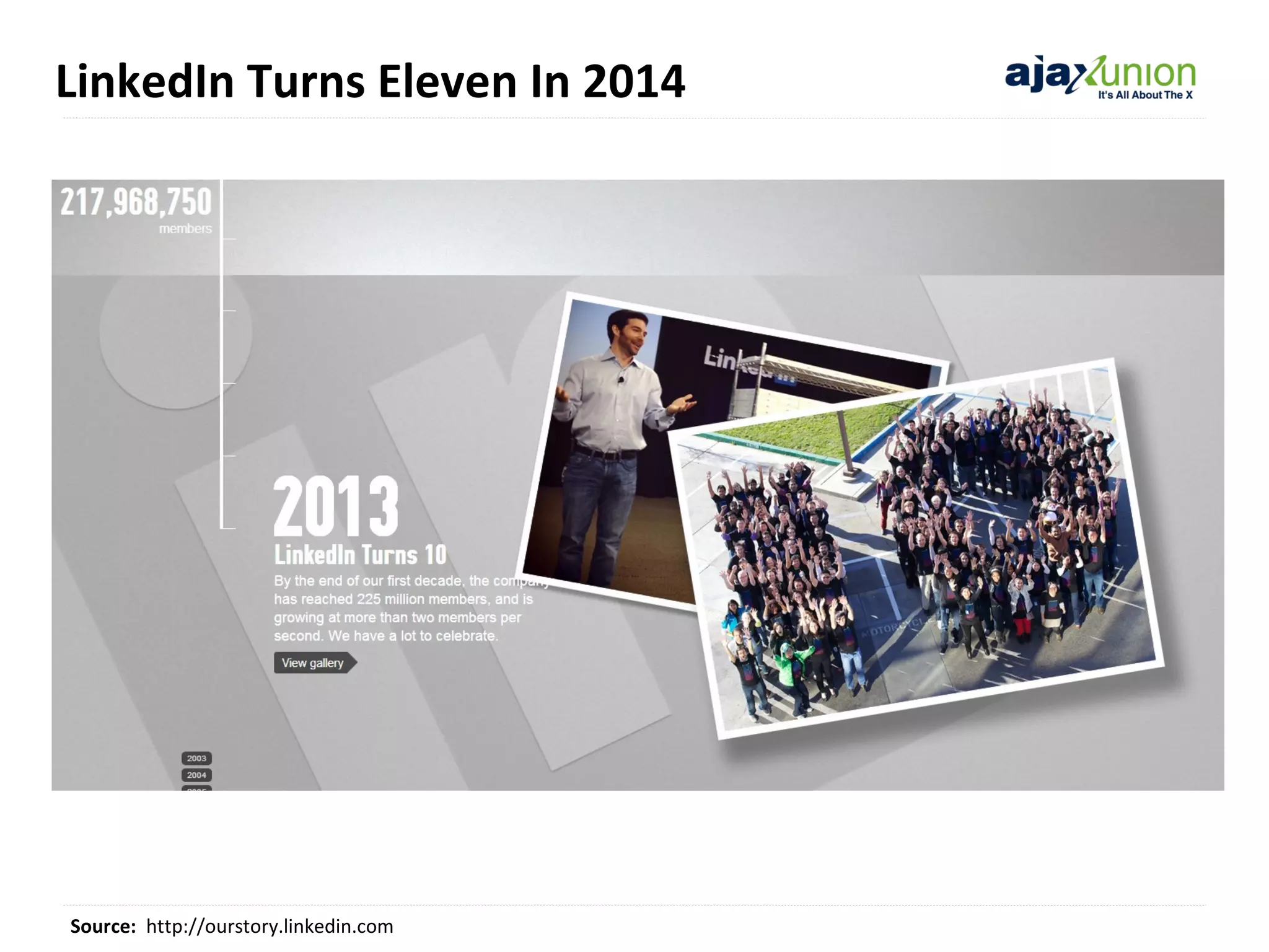 LinkedIn Turns Eleven In 2014

Source: http://ourstory.linkedin.com

 