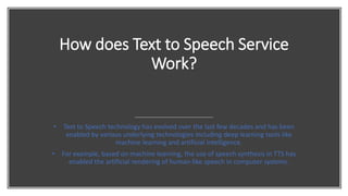 Leveraging machine learning in text to-speech tools and applications. | PPT