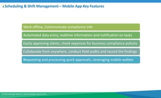 © 2018 Harbinger Systems | www.harbinger-systems.com
Scheduling & Shift Management – Mobile App Key Features
Work offline,...