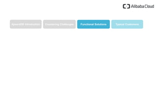 ApsaraDB Introduction Countering Challenges Functional Solutions Typical Customers
 