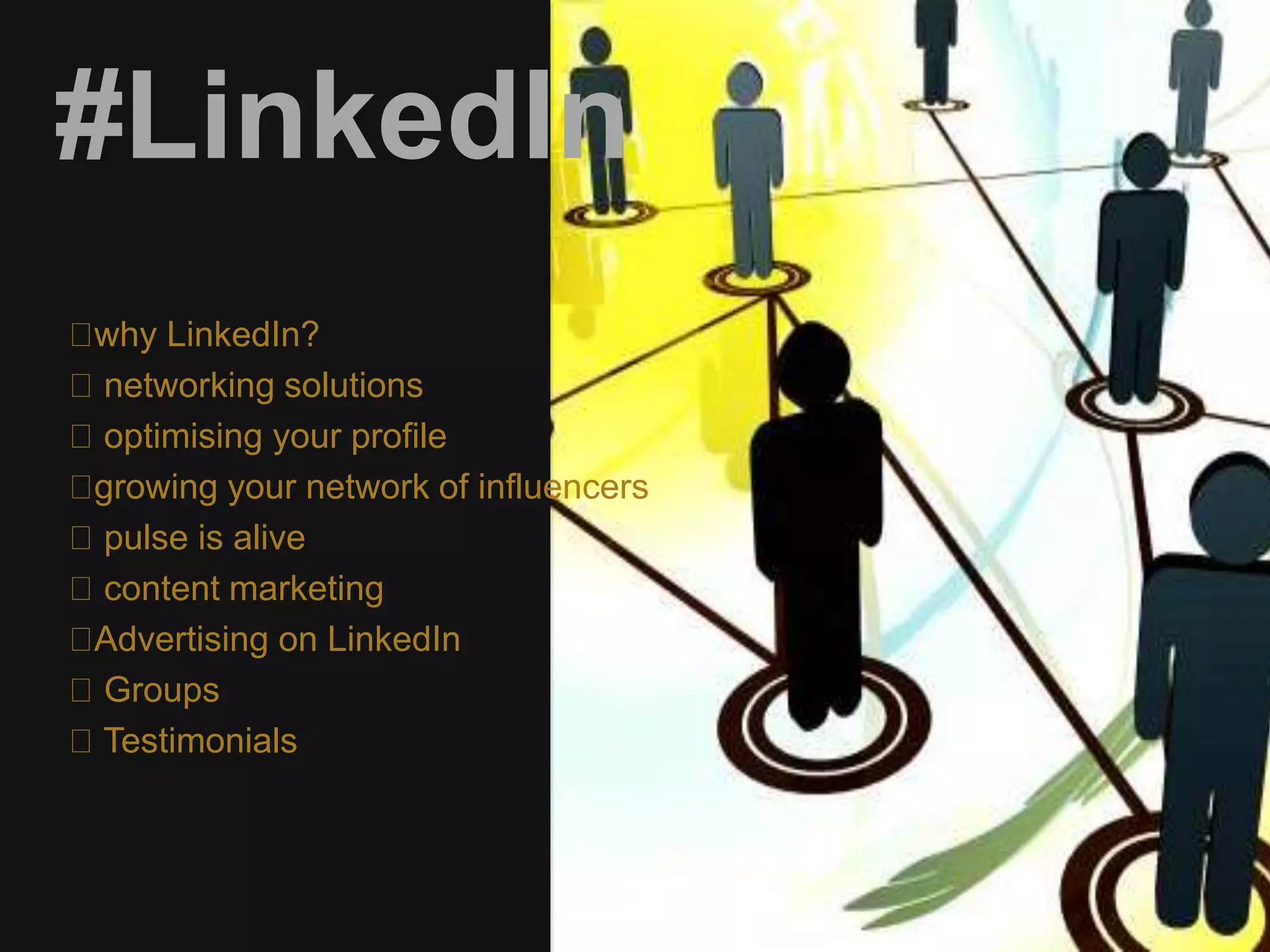 #facebook 
Facebook for business 
the big three 
building your Network 
contents 
metrics & analytics 
branding 
community 
followership 
what else? 
 