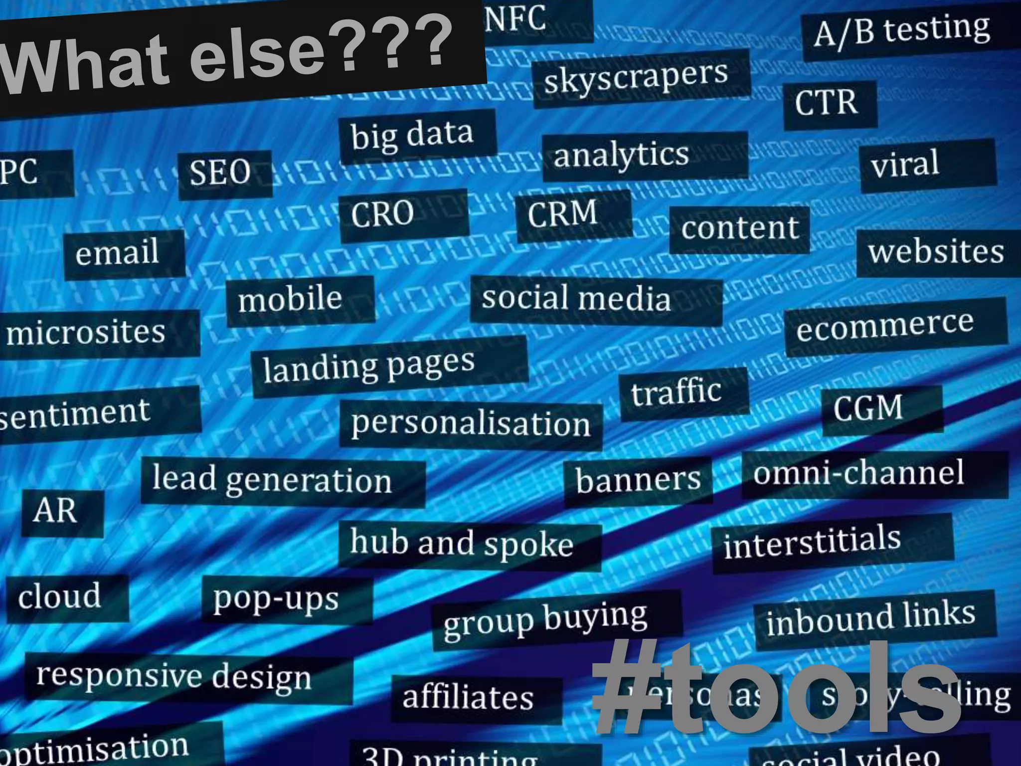 What’s Next… 
What’s next…. 
create and build a dynamic “Network” strategy and structure 
then grow them; 
Use confidently all the tools at your disposal and integrate all 
of them to optimise your ROI; 
Develop your Networking platforms to promote your business: 
engage in conversations, then tell your story, share values, 
promote your brand and also to sell your products and services. 
 