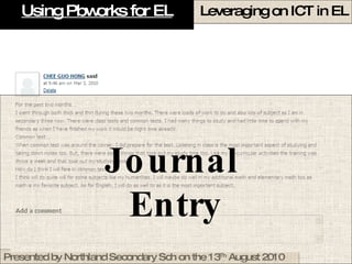 Using Pbworks for EL Journal  Entry 