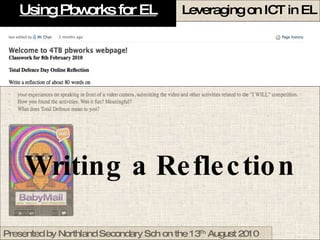 Using Pbworks for EL Writing a Reflection 