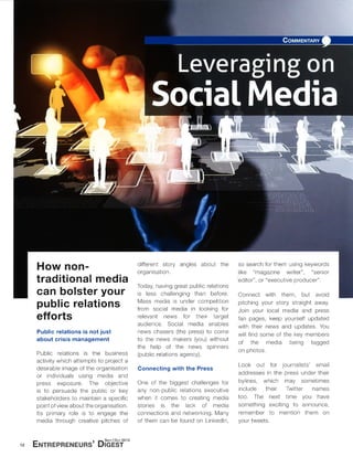 Leveraging on social media for Public Relations