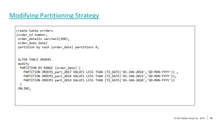 53
© The Pythian Group Inc., 2018
© The Pythian Group Inc., 2019 53
Modifying Partitioning Strategy
 