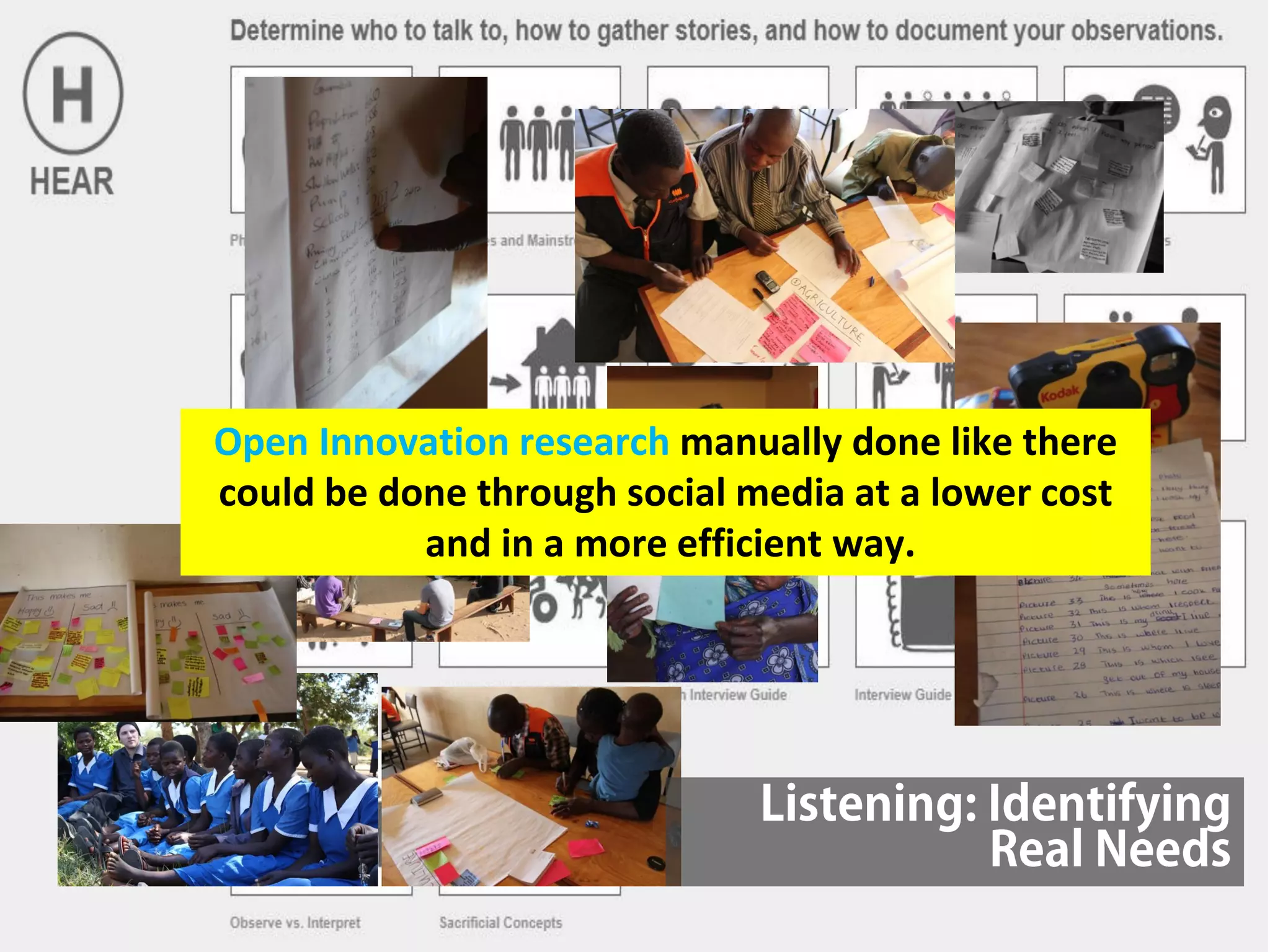 Open Innovation research manually done like there
could be done through social media at a lower cost
and in a more efficient way.
 