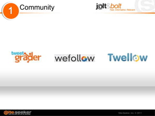 Community




            Site-Seeker, Inc.   2011
 