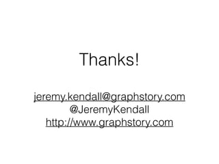 Thanks!
!
jeremy.kendall@graphstory.com
@JeremyKendall
http://www.graphstory.com
 