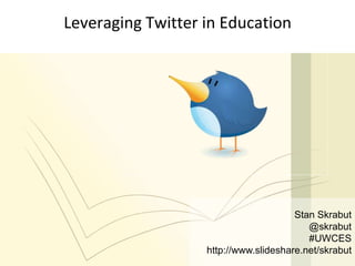 Stan Skrabut @skrabut #UWCES http://www.slideshare.net/skrabut Leveraging Twitter in Education 