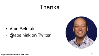 51
Thanks
• Alan Belniak
• @abelniak on Twitter
image sources/credits on next slide
 