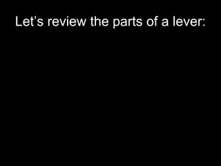 Let’s review the parts of a lever:
 