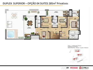 DUPLEX SUPERIOR – OPÇÃO 04 SUITES 285m² Privativos
 