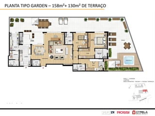 PLANTA TIPO GARDEN – 158m²+ 130m² DE TERRAÇO
 