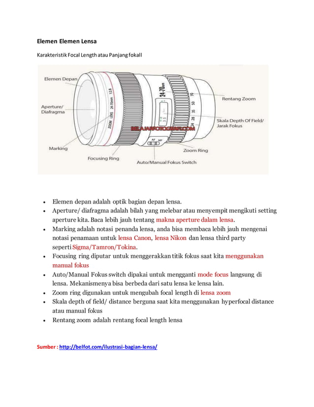 Cara Pengambilan Gambar dan Jenis Lensa | PDF