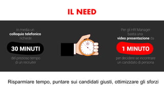 IL NEED
Risparmiare tempo, puntare sui candidati giusti, ottimizzare gli sforzi
 