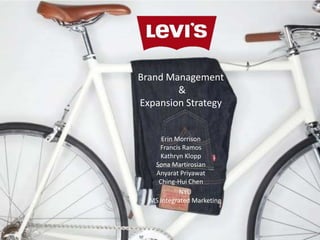 Brand Management
&
Expansion Strategy
Erin Morrison
Francis Ramos
Kathryn Klopp
Sona Martirosian
Anyarat Priyawat
Ching-Hui Chen
NYU
MS Integrated Marketing
 