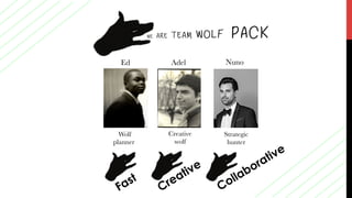 Wolf
planner
Creative
wolf
Strategic
hunter
Ed
 Adel
 Nuno
 