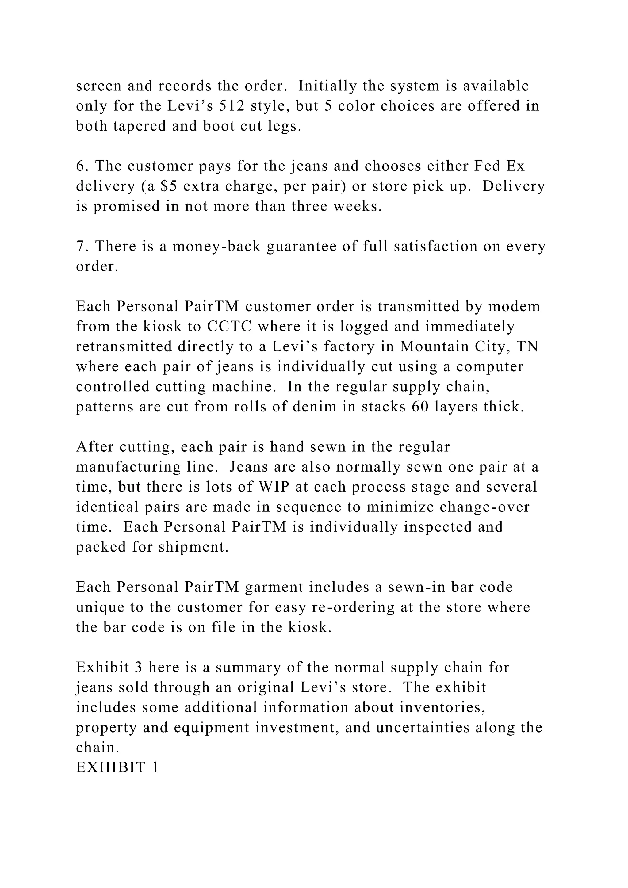 Levi’s Personal Pair™” Jeans (A)In 1995, women’s jeans was .docx