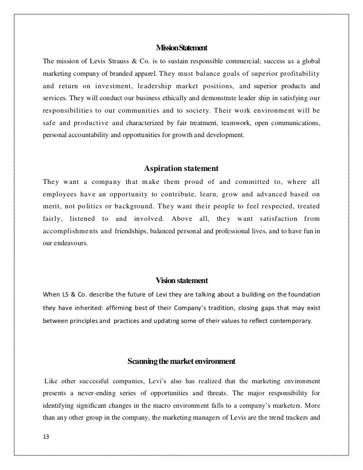 levi's company objectives