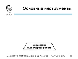 28Copyright © 2004-2013 Александр Левитас www.levitas.ru
Основные инструменты
 