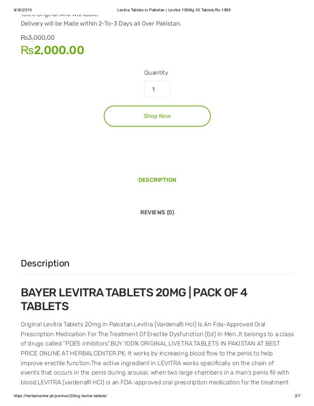 Levitra 100mg 30 tablets