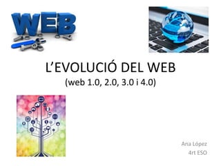 L’EVOLUCIÓ DEL WEB
(web 1.0, 2.0, 3.0 i 4.0)
Ana López
4rt ESO
 