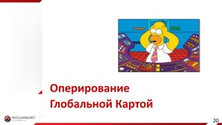 Оперирование	
Глобальной	Картой
20
 